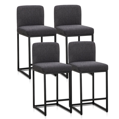 PHI VILLA 24 Inch Counter Height Bar Stool Chenille Upholstered with Backrest- Set of 4