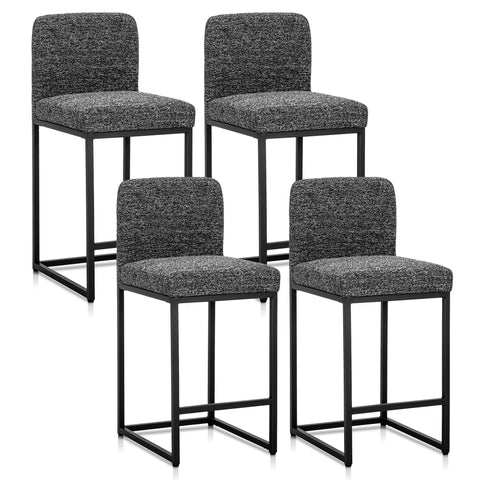 PHI VILLA 24 Inch Counter Height Bar Stool Chenille Upholstered with Backrest- Set of 4