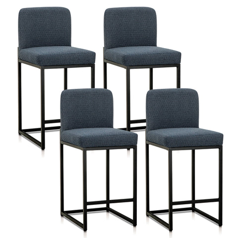 PHI VILLA 24 Inch Counter Height Bar Stool Chenille Upholstered with Backrest- Set of 4