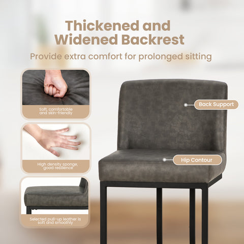 PHI VILLA 24" Modern Square PU Leather Bar Stool with Metal Frame, Set of 4