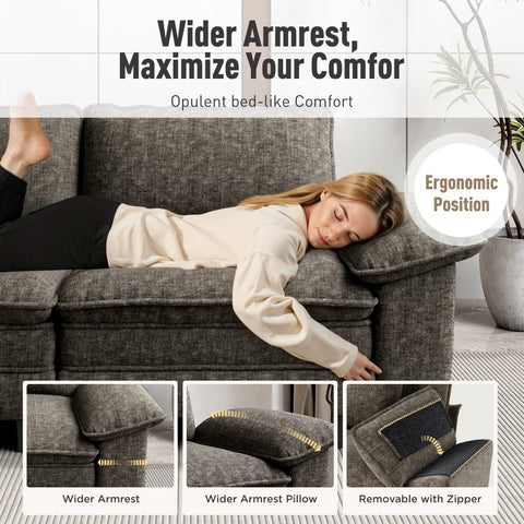 PHI VILLA Modern Chenille Modular Cloud Sofa Set with Deep Seats for Living Room