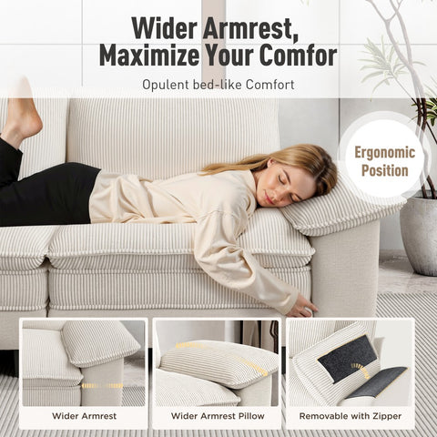 Modern Cloud-Like Modular Sectional Sofa Couch with Corduroy and Chenille Fabric