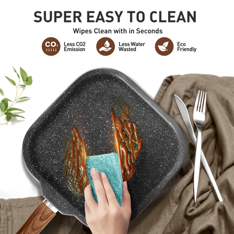 Induction Nonstick Granite-Coating 17 Piece Cookware Set,Kitchen Academy