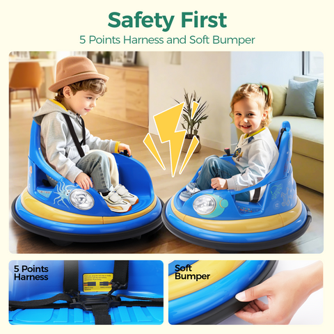 12V Kids Electric Bumper Car for Toddlers with 360° Spin and Remote