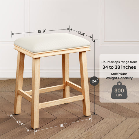 PHI VILLA 24" Backless Counter Height Bar Stools with Faux Leather Seat, Set of 4