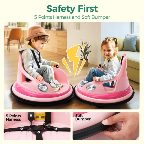 12V Kids Electric Bumper Car for Toddlers with 360° Spin and Remote