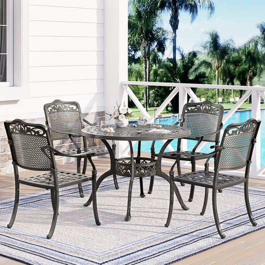 4-seat classic cast aluminum pattern patio dining set