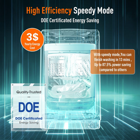 Portable Full-Automatic Washing Machine for Apartments, Dorms and RVs