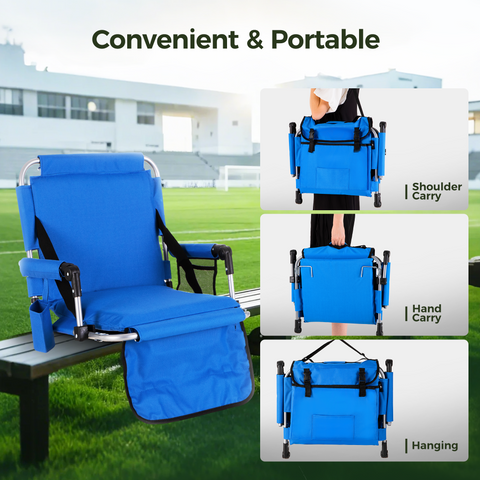 Alpha Camp Folding Stadium Seat Chair for Bleachers with Back & Arm Rest, 2 Pieces