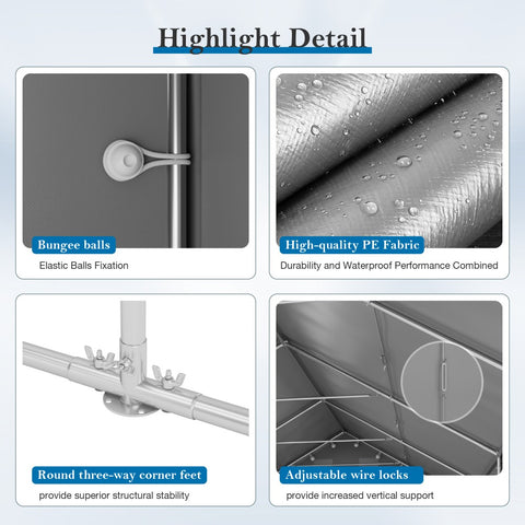 PHI VILLA 13ft Modern Outdoor Gray Carport Storage Shed