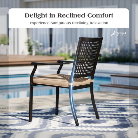 MFSTUDIO 2-Piece Patio Metal Dining Chairs for Garden Backyard