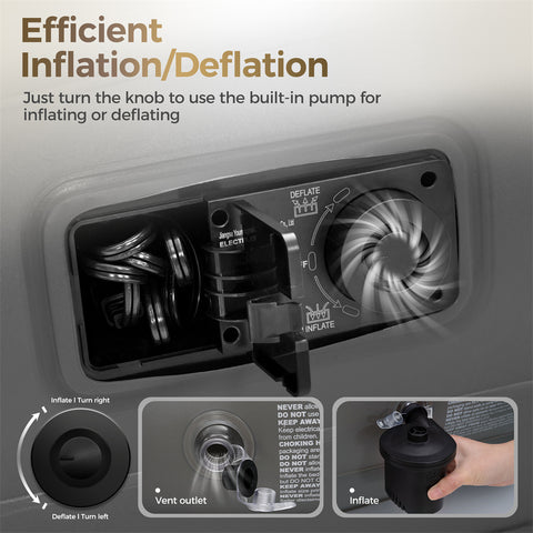 Alpha Camp 19” Twin Foldable Inflatable Air Mattress with Built-in Pump and Pillow for Camping and Home Guests