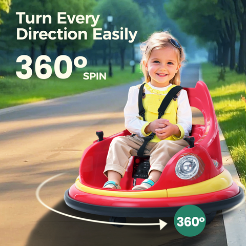 12V Kids Electric Bumper Car for Toddlers with 360° Spin and Remote