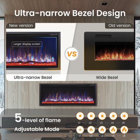 Premium Wall Mounted & Recessed Electric Fireplace with Remote Control - Sophia & William