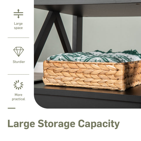 PHI VILLA Black End Table Side Table for Living Room, Set of 2