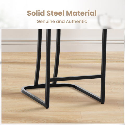 PHI VILLA 24" Modern Square PU Leather Bar Stool with Metal Frame, Set of 4