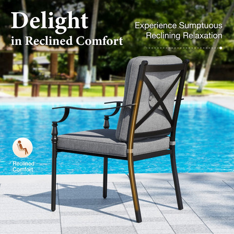 PHIVILLA 7-Piece Patio Dining Set with Swivel & Fixed Cushioned Chairs