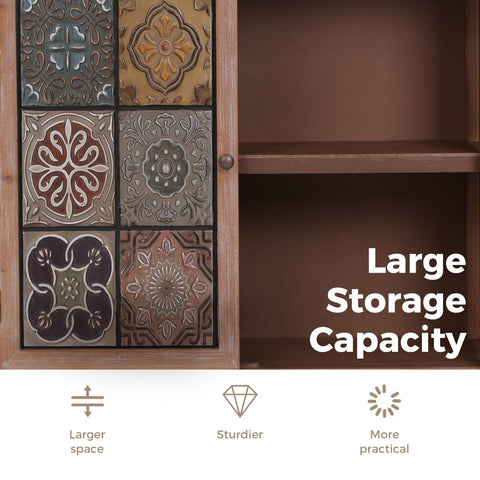 Antique Metal Block Veneer Accent Cabinet-MFSTUDIO