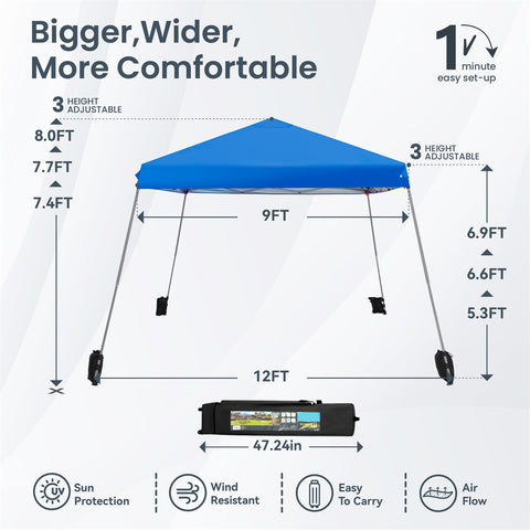 PHI VILLA Slant Leg Pop-up Instant Lightweight Canopy Gazebo