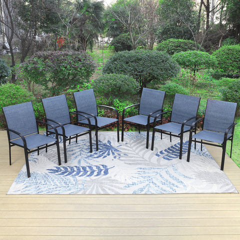 Phi Villa Colorful Patio Textilene Fixed Dining Chairs