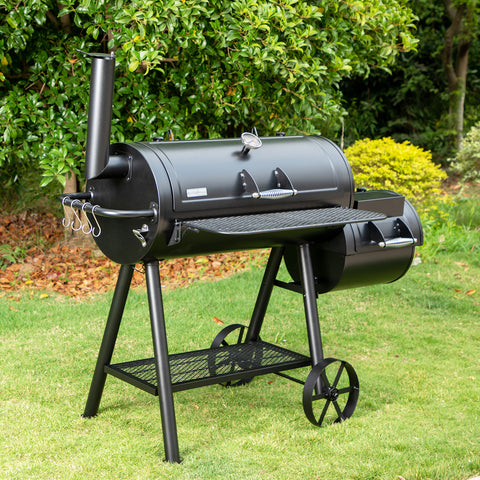 60" Charcoal smoker grill with offset box for outdoor space