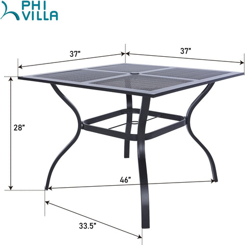 PHI VILLA 37" x 37" Square Mesh Patio Bistro Table