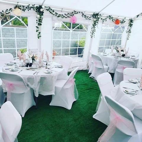 PHI VILLA 16'x32' Scalloped Valance Party Tent Canopy Shelter with Heavy Duty Design (Includes Carry Bag)