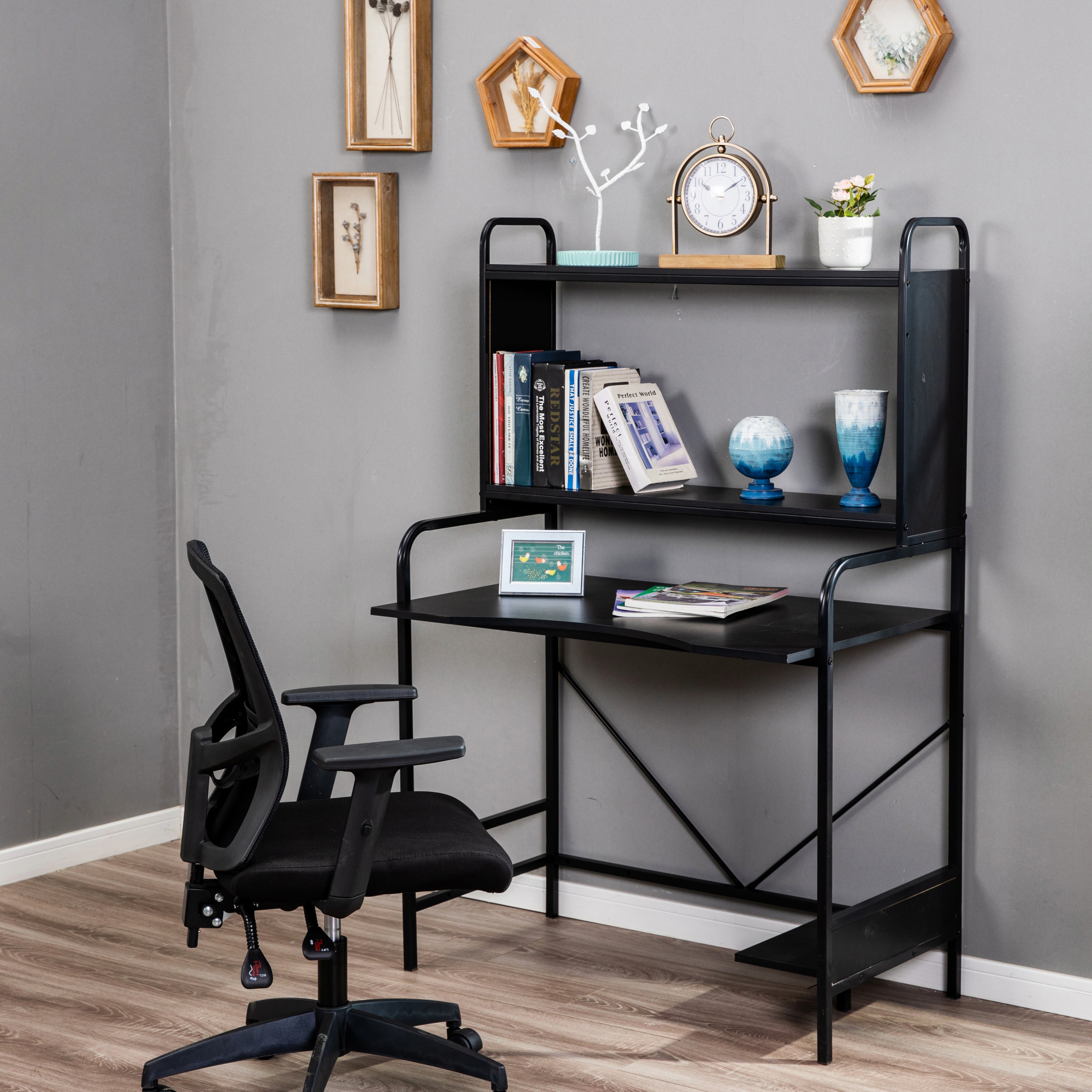 Modern Home Office Computer Desk with Hutch Shelf-MFSTUDIO
