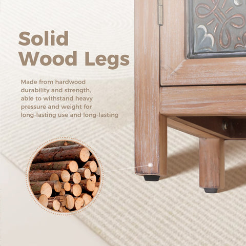 Antique Metal Block Veneer Accent Cabinet-MFSTUDIO