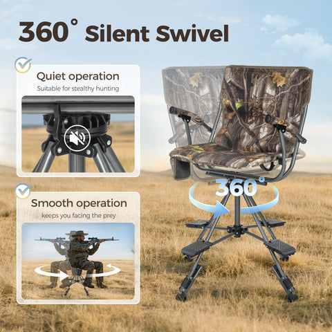 360° Silent Swivel Blind Hunting Chair with Shooting Pedals - Alpha Camp