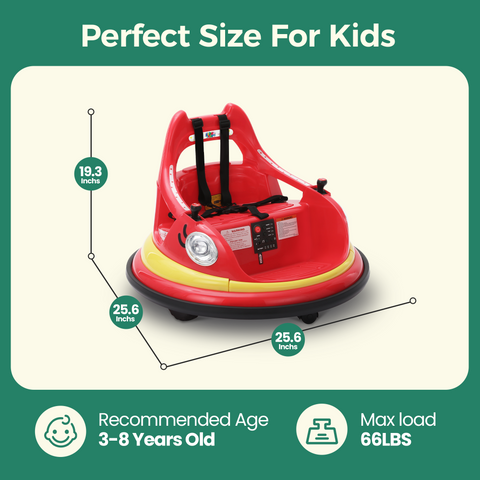 12V Kids Electric Bumper Car for Toddlers with 360° Spin and Remote