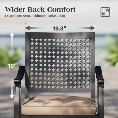 MFSTUDIO 2-Piece Patio Metal Dining Chairs for Garden Backyard