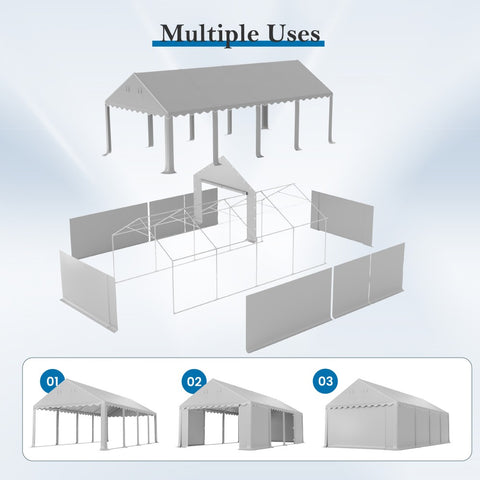 PHI VILLA 13ft Modern Outdoor Gray Carport Storage Shed