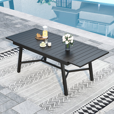 PHI VILLA Metal Adjustable Outdoor Patio Dining Table for 6-8 Person
