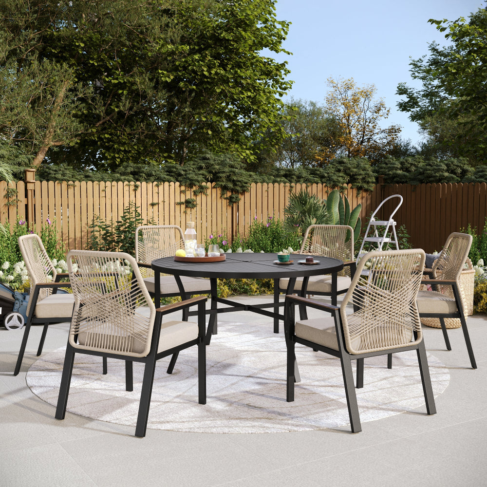 7-Piece Outdoor Patio Dining Set with Round Table