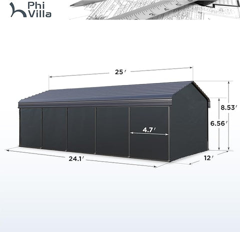 Heavy Duty Carport with Galvanized Steel Roof Multi-Purpose Shelter