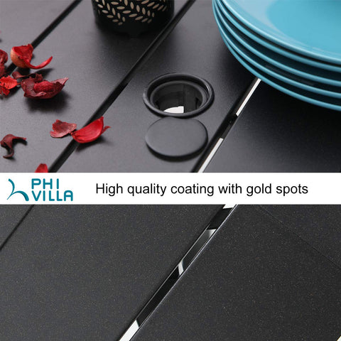 MFSTUDIO 5-Piece Steel Square Table & 4 Rattan Cushion Chairs Outdoor Patio Dining Set