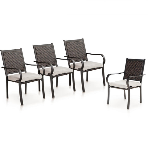 PHI VILLA American Classic Rattan Metal Patio Dining Chairs
