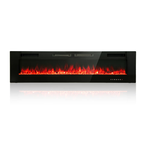 PHI VILLA 72" Ultra-thin Insert Wall Mounted Electric Fireplace, 750/1500W