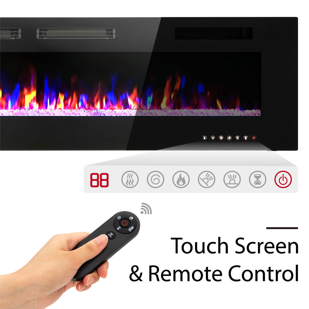 72" Ultrathin Insert Wall Mounted Electric Fireplace, 750/1500WPHI
