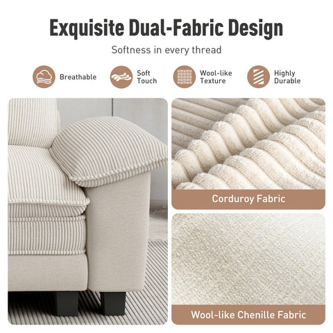 Modern Cloud-Like Modular Sectional Sofa Couch with Corduroy and Chenille Fabric