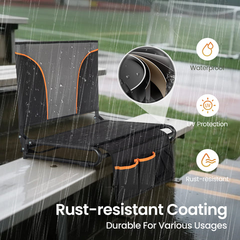 Alpha Camp Folding Stadium Seat Chair for Bleachers with Back & Arm Rest, 2 Pieces