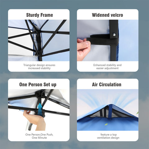 PHI VILLA Slant Leg Pop-up Instant Lightweight Canopy Gazebo