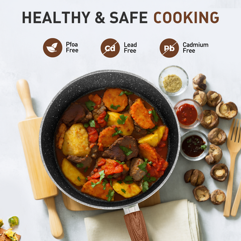 Induction Nonstick Granite-Coating 17 Piece Cookware Set,Kitchen Academy