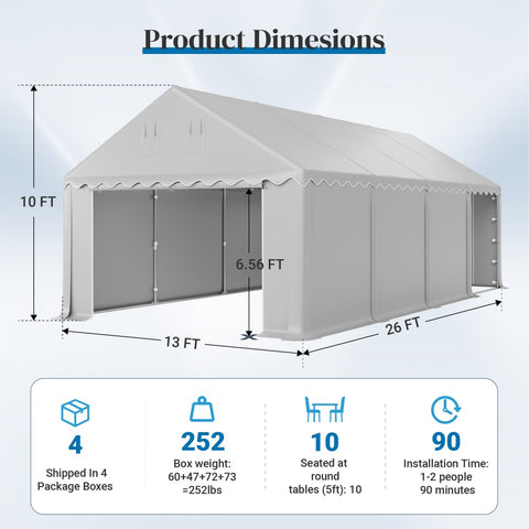 PHI VILLA 13ft Modern Outdoor Gray Carport Storage Shed