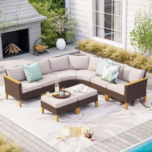 8-seat modular sofa for outdoor space with modern design