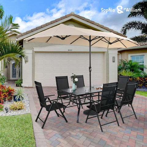 Sophia & William Pre-assembled Aluminum & Steel Frame Reclining Folding Sling Chair, Set of 2