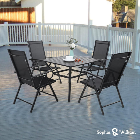 Sophia & William Pre-assembled Aluminum & Steel Frame Reclining Folding Sling Chair, Set of 2