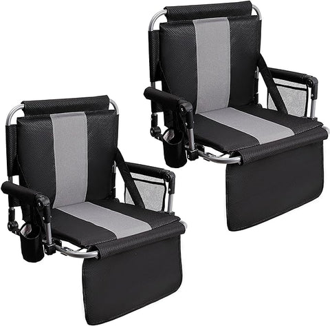 Alpha Camp Folding Stadium Seat Chair for Bleachers with Back & Arm Rest