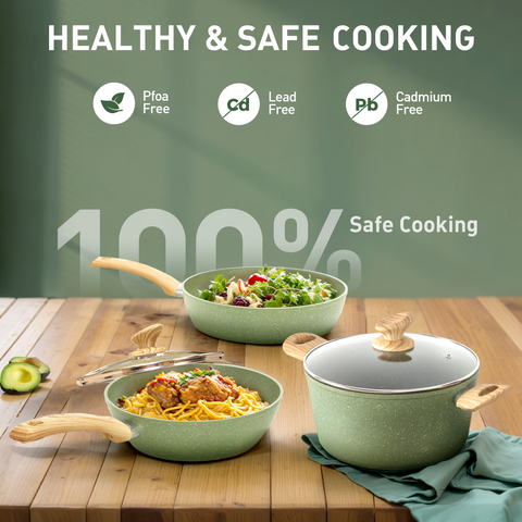 Kitchen Academy Ultimate 30 Pieces Granite-Coating Nonstick Induction Cookware Set for Easy Dinner Ideas